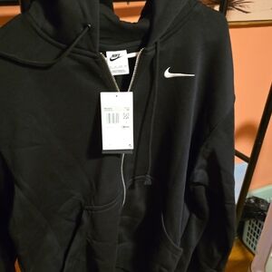 Nike Black Full-Zip Hoodie with White Swoosh